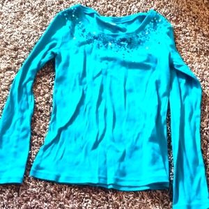 12, girls, justice, long sleeve w/ sequence teal top